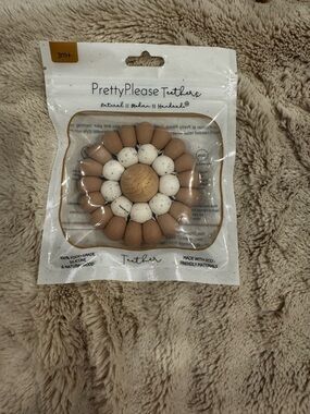 PrettyPlease Teether - Light Pink and Cream Baby Teething Ring